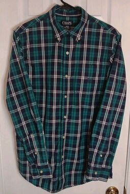 Mens Chaps Button Down Shirt Check Pattern Medium Multi Color Long Sleeve